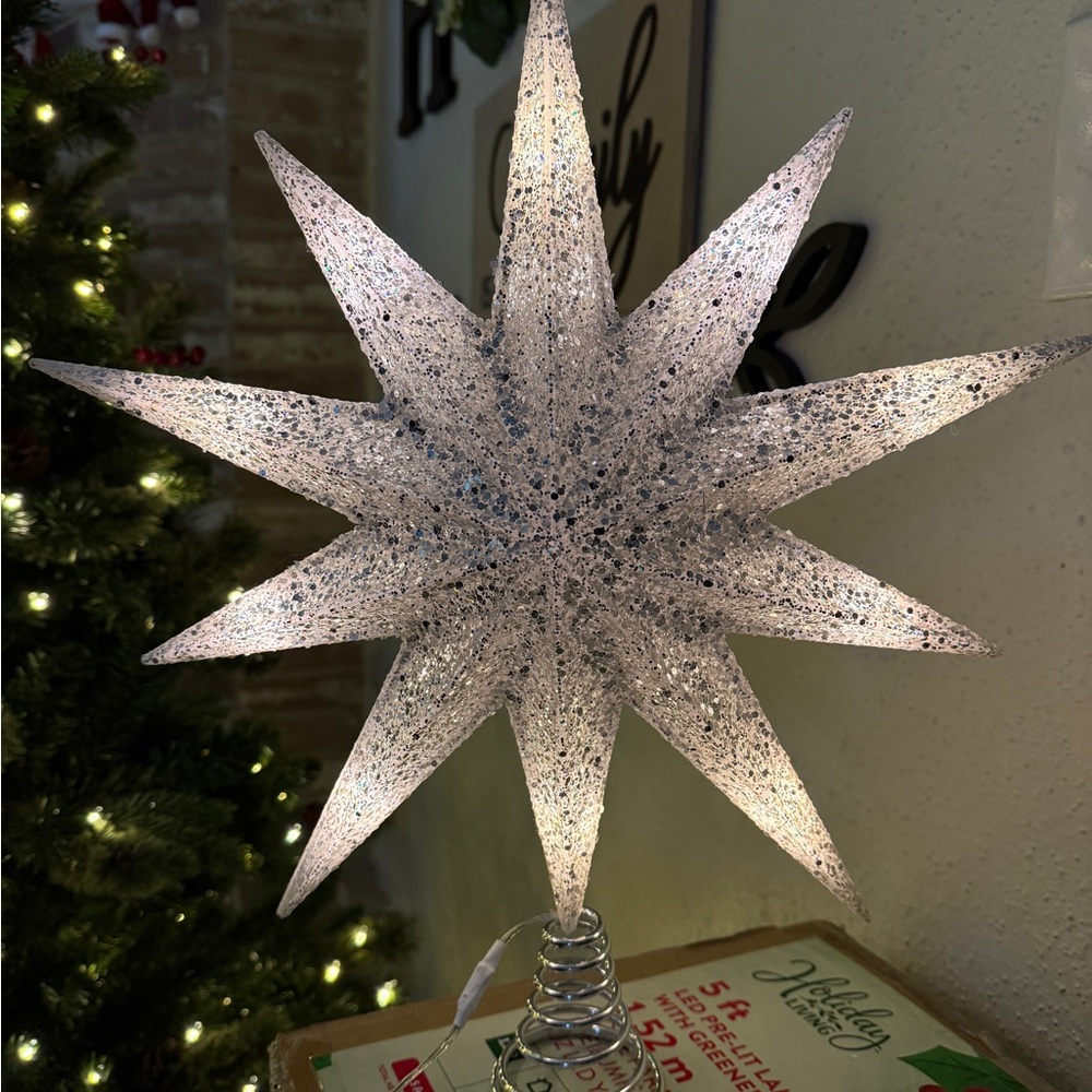 Christmas Tree Silver Star Topper